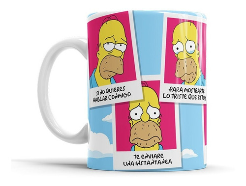 Taza Cerámica Homero Simpson Polaroid Gato Escalera