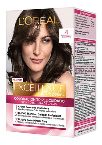 Coloración Excellence L'oréal 4 Castaño (1 Unidad)