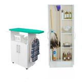 Combo Kit Set Lavanderia Organizador Escobero + Organizador De Planchado Mosconi