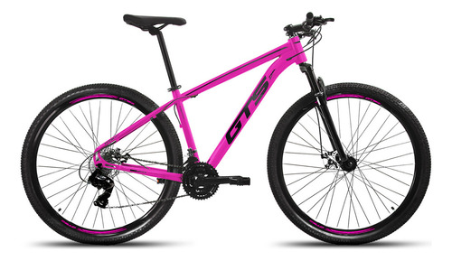 Mountain Bike Gts Feel Fuzzi Aro 29 21  21v Freios De Disco Mecânico Câmbios Shimano Cor Rosa/preto