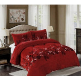 Cobertor Invierno Plush Con Chiporro 2 P Rojo Con Flores