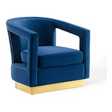 Sillón Frolick Tapizado En Terciopelo Azul Marino Modway