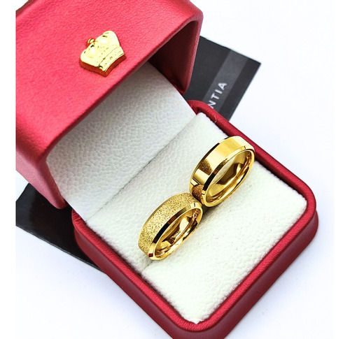 Par De Alianças Diamantada Chanfrada Banhada Ouro 18k Luxo