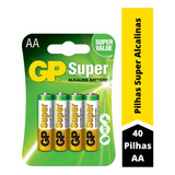 40 Pilhas Aa Pequena Gp Batteries Super Alcalina 1.5v 15a-c4