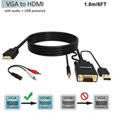 Cable Vga A Hdmi De 1,8 M / 6 Pies (pc Antiguo A Tv / Monito