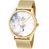 Relógio Champion Feminino Cn20775h Dourado Beija-flor