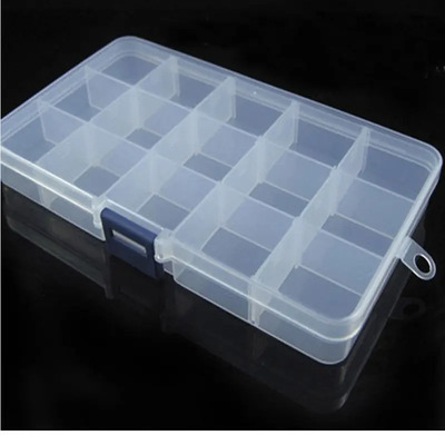 Caja De Anzuelos De Pesca De Plástico Ajustables Con 15 Ranu