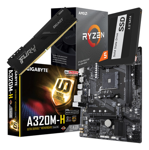 Combo Gamer Pc Amd Ryzen 5 5600g + 8gb + 240gb Martinez