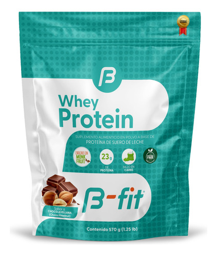 Proteína Whey 570 Gramos | 19 Servicios | B-fit Sabor Choco Avellana