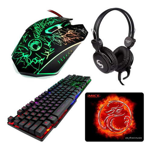 Combo Gamer Profesional Rgb 4n1 Teclado Mouse Audifonos Pad