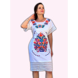 Elegante Vestido Casual Artesanal Bordado De Encaje