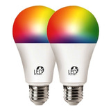 Kit 2 Smart Bulbo Led Wi-fi 10w Rgb Branca/colorida