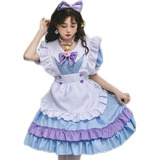 Disfraz De Cosplay Traje Lindo Moño Maid Lolita Kawai Set