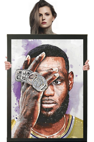 Pôster Quadro Lebron James Moldura Arte 84x60cm A1