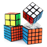 Paquete 4 Cubos Rubik 2x2 3x3 4x4 5x5 Cobra Fibra Carbono