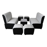 Sala Lounge Minimalista Moderna Sillones Puff Salas Mueble Color Negro Con Blanco