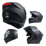 Casco Moto Luz Led Stop Abatible Mate Certificado + Regalo