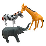 Set 3 Animales De La Selva Chillones Plastico Suave Leon Oso