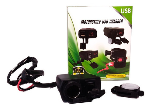 Cargador Celular Moto 2 Usb Voltimetro Y Tipo Encendedor 12v