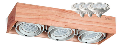 Plafon Lineal Madera Paraíso Nórdico + 3 Luces Ar111 Led