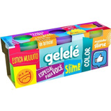 Kit Gelelé Slime Color 3 Potes Colorido Brinquedo Infantil 