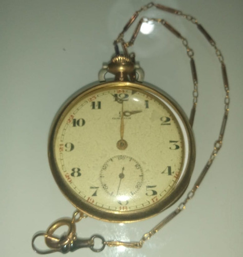 Relógio De Bolso Omega Ouro 18k + Correntinha Ouro 18cm 18k