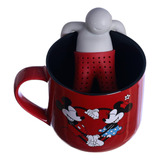 Caneca De Chá C/ Infusor Mickey Mouse E Minnie Mouse Disney