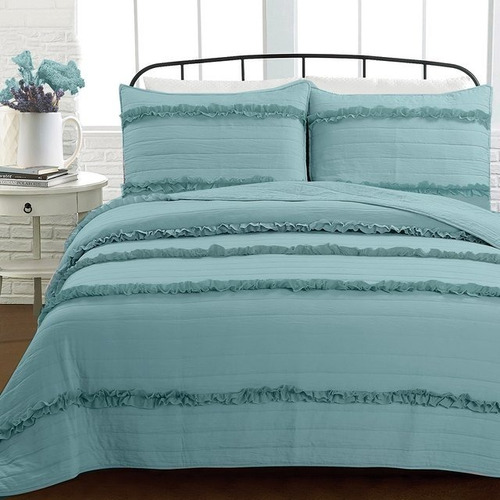 Cubrecama Con Volados Juliette Queen 2 Plazas 1/2 Quilt