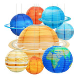 8 Faroles Espaciales De Papel Multicolores Del Sistema Solar