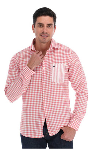 Porto Blanco Camisa Para Hombre Bloques De Color Coral