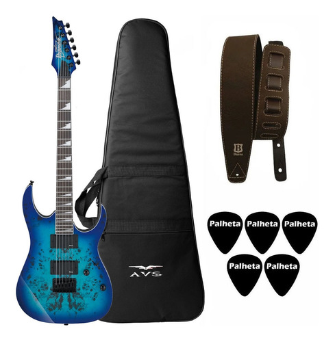 Guitarra Ibanez Grgr221 Pa Aqb Aqua Burst Azul  + Kit