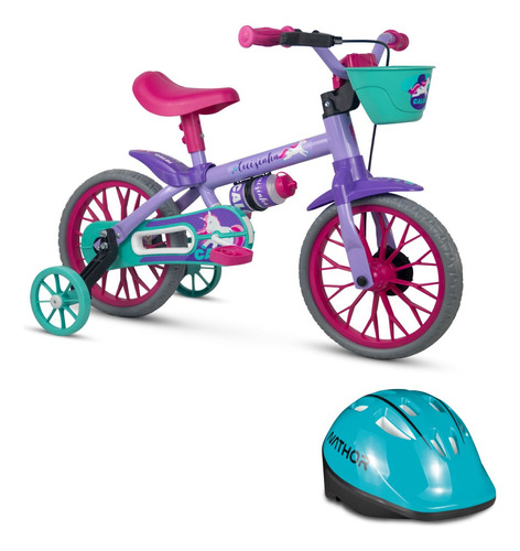 Bicicleta Infantil Caloi Cecizinha Aro12 Menina Com Capacete