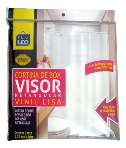 Cortina Box Vinil C/ Visor Banheiro Resistente 1,35m X 2,00m