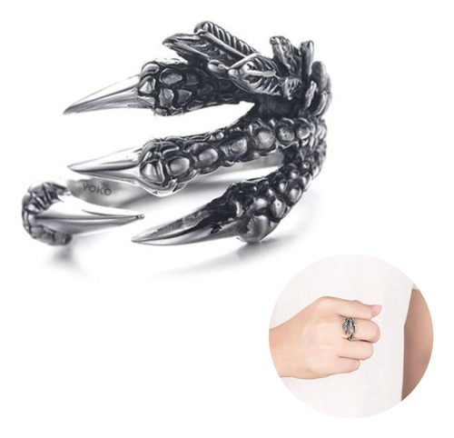 Anillo Ajustable Bestia Garra Gotica Hombre Mujer Dragon