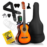 Guitarra Clásica Madera 38in Con Paquete De 8 Accesorios
