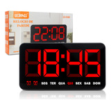 Relógio De Mesa Digital Alarme Calendário Termômetro A Pilha