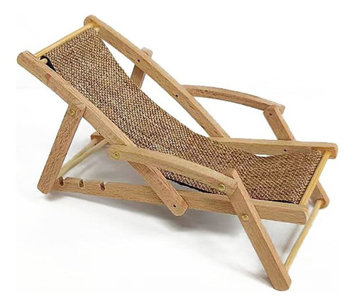 Silla De Playa Doll, Tumbona De Madera En Miniatura, Muebles