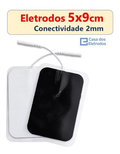 4 Eletrodos Adesivos Fisioterapia Tens 5x9cm Plug 2mm