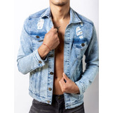 Campera De Jean Hombre Elastizada M Al Xxl Azul 