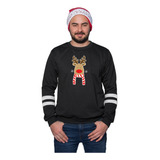 Buzo Buso Saco Hoodie Negro Familia Reno Navideños Navidad