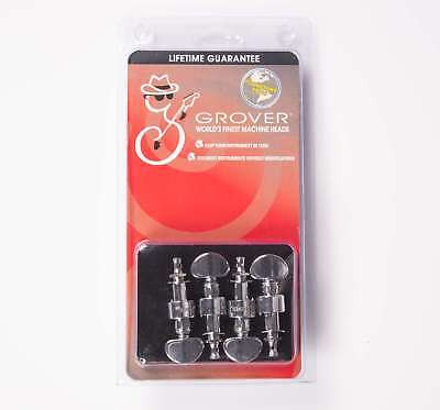 Grover Geared Banjo Pegs, Set Of 4 Chrome, Metal Buttons Aad