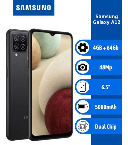 Celular Samsung Galaxy A12 64gb 4gb Ram Preto