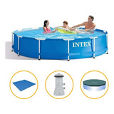 Piscina Intex 6503l Estrutural Com Filtro 220v Capa E Forro