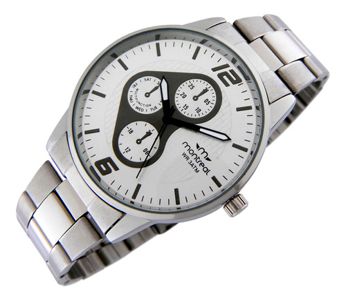 Reloj Montreal Hombre Ml1237 Malla Acero Agujas Luminosas