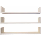 Kit 03 Prateleiras U Mdf 60x15cm Branco Nicho Livros Revista