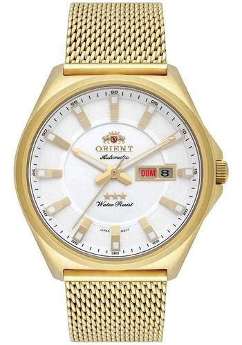 Relógio Orient Masculino Automático Retro F49gg009 Dourado Cor Do Fundo Prata