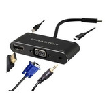 Adaptador Hub Tipo C 5 Em 1 Hdmi+vga+usb+pd+p2 Com Nf