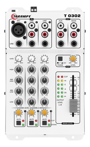 Mesa De Som Taramps T0302 Fx Led Vermelha Rca e p10 T 0302