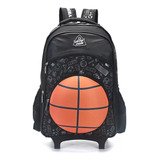 Mochila Con Carro Basquet 3d Skora / Tomica Multishop Color Negro Basquet Diseño De La Tela Liso