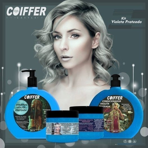 Kit Violeta Prateada Coiffer 4 Passos Loiros Platinados